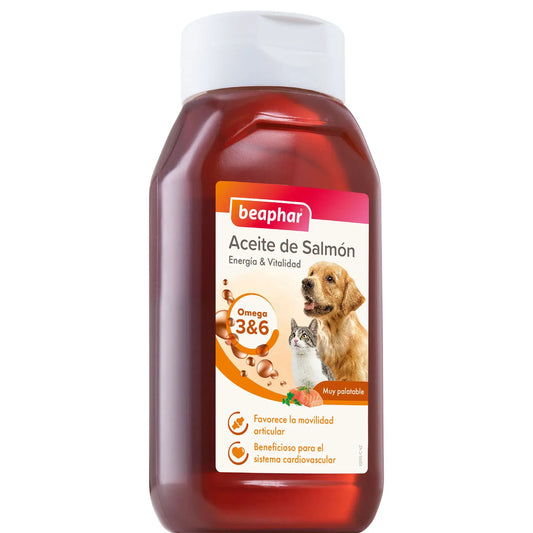 Beaphar Olio di salmone per cani e gatti 425 ml, cibo umido per cani