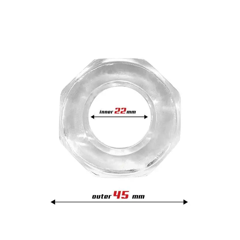 Anelli di bestia Anello di cazzo poligonale super flessibile 2,2 cm trasparente