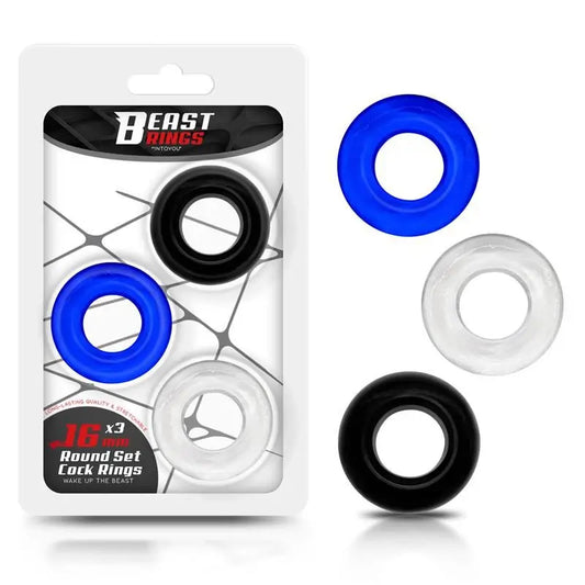 Set di anelli di bestia 3 anelli per il pene 3 colori 1,6 cm