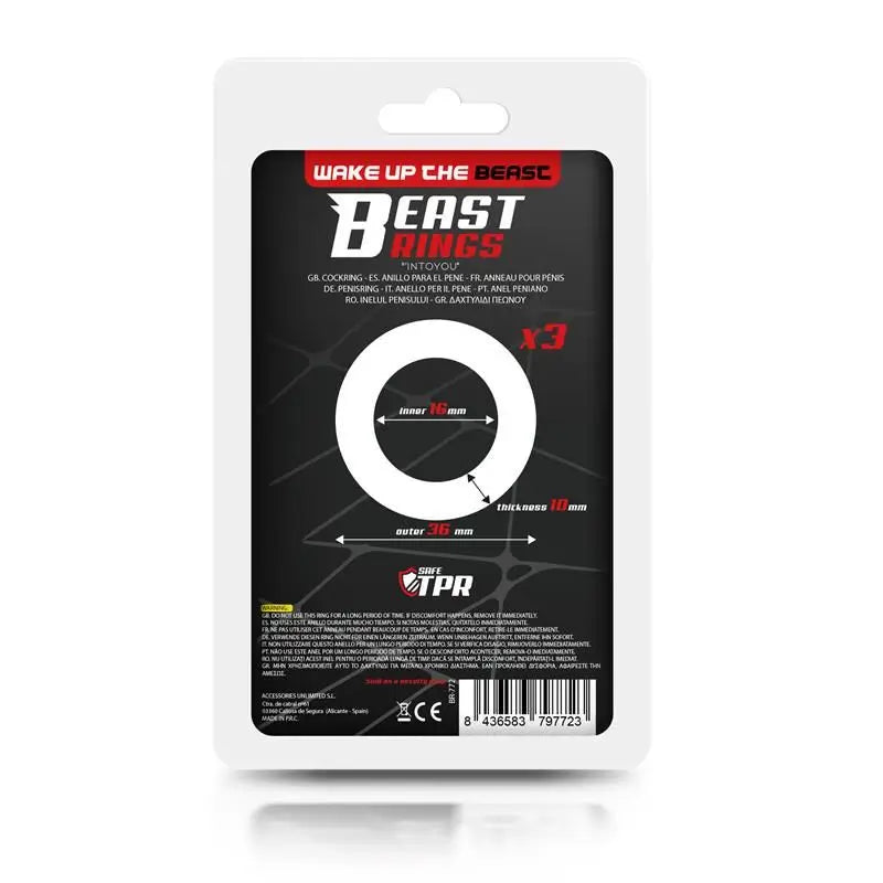 Set di anelli di bestia 3 anelli per il pene 3 colori 1,6 cm