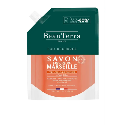 Beauterra Ricarica Igiene Corpo Sapone di Marsiglia Fiori d'Arancio 900 Ml