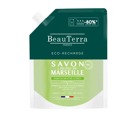Beauterra Ricarica Igiene Corpo Sapone di Marsiglia Menta-Lemonio 900 Ml