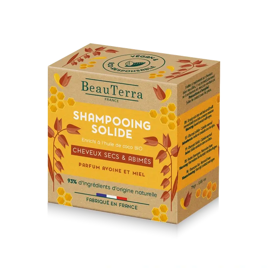 Beauterra Shampoo solido alla farina d'avena e miele (capelli secchi) , 75 g