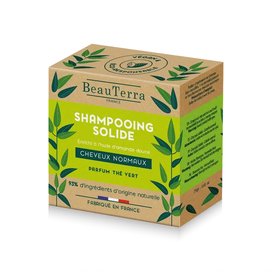 Beauterra Shampoo solido al tè verde (capelli normali) , 75 gr