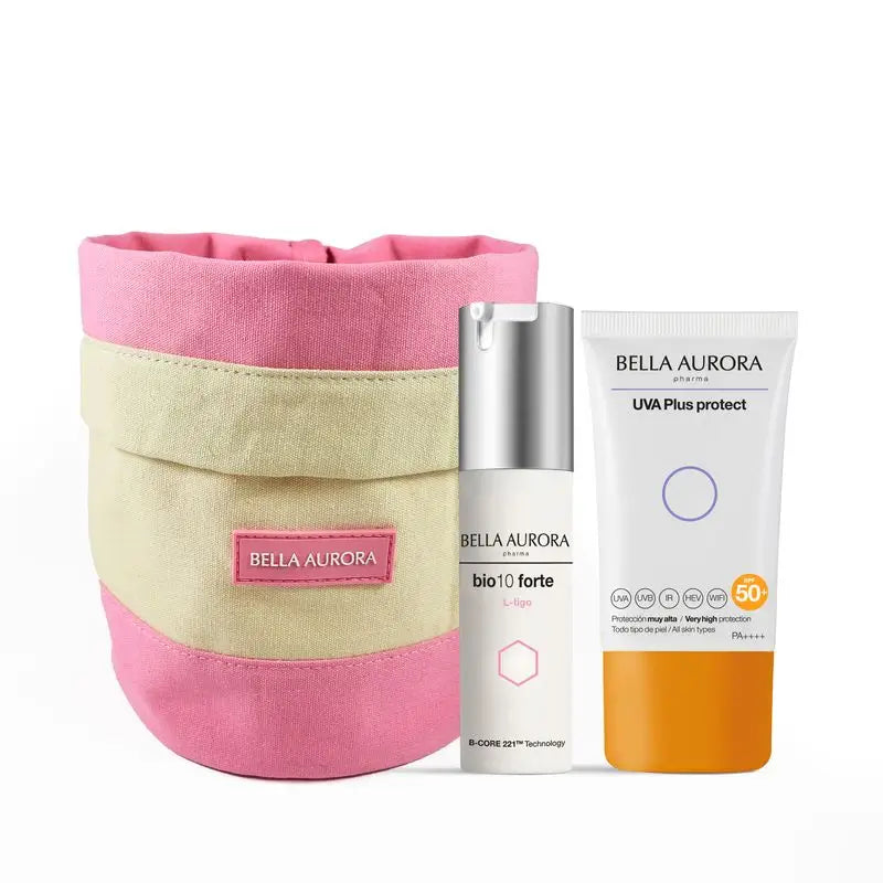 Bella Aurora Confezione Anti-Blemish Bio10 Forte L-Tigo + Fotoprotettore Uva Plus + Set regalo, 30 + 50 ml