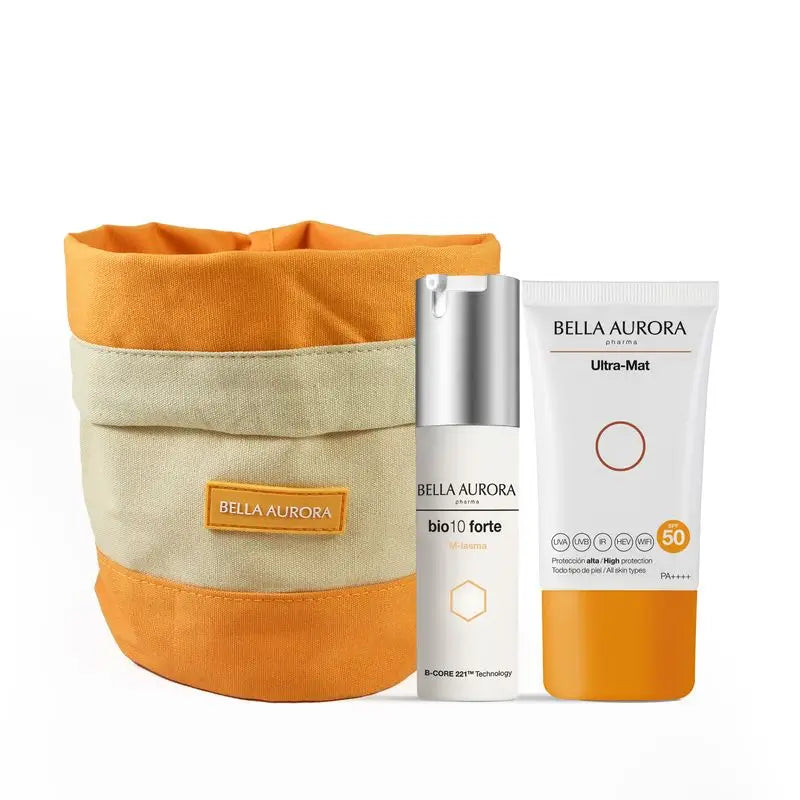 Bella Aurora Confezione Anti-Blemish Bio10 Forte M-Lasma + Fotoprotettore Ultra Mat + Set regalo, 30 + 50 ml
