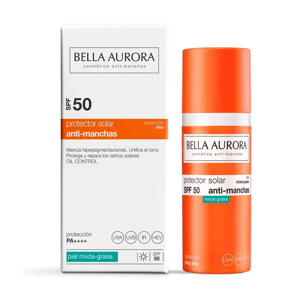 Bella Aurora Crema solare anti-brufoli Spf50. Pelle grassa-mista, 50 ml