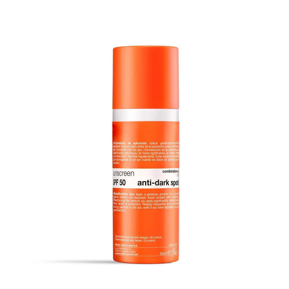 Bella Aurora Crema solare anti-brufoli Spf50. Pelle grassa-mista, 50 ml