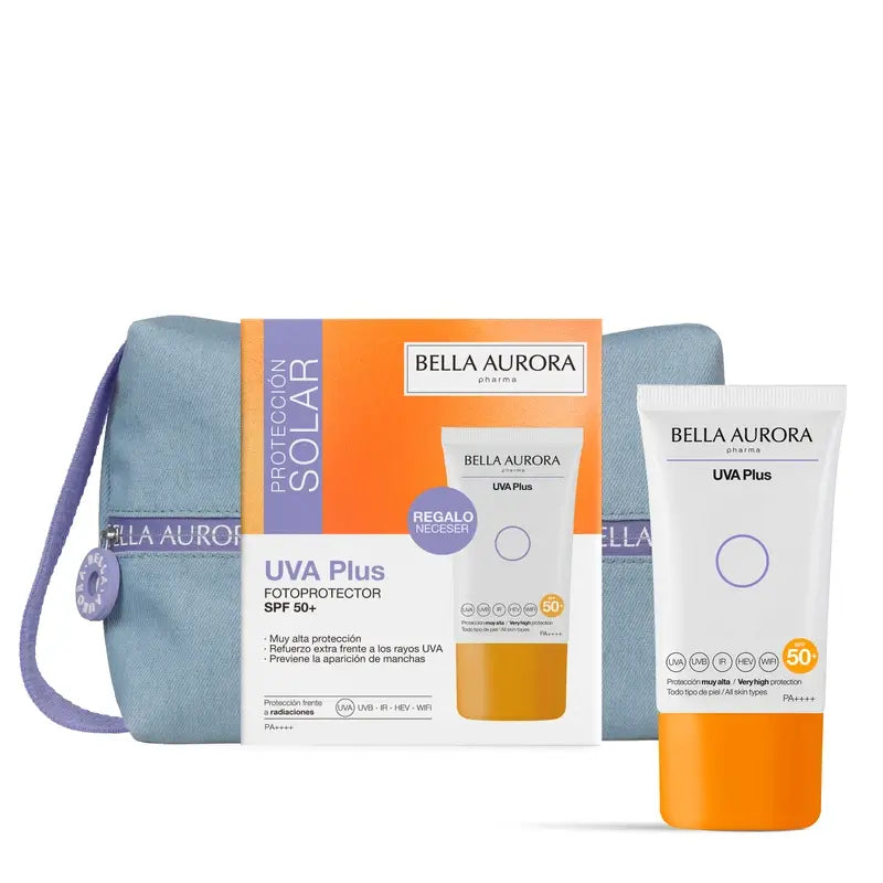Bella Aurora Protezione solare anti-macchie Uva Plus Spf50+ + Borsa regalo Jean, 50 ml