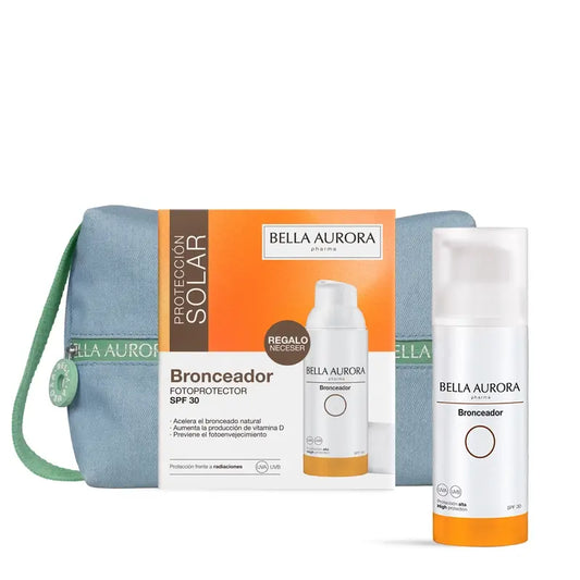 Bella Aurora Fotoprotector Crema solare abbronzante Spf30 + Set regalo Jean, 50 ml