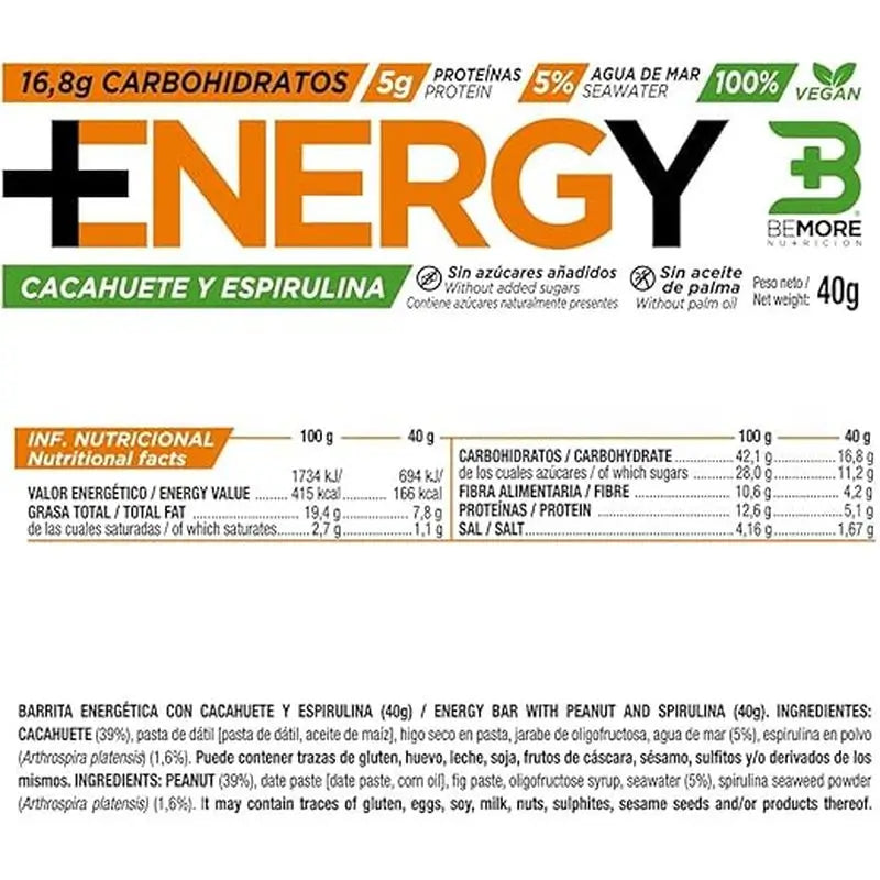 Bemore Nutrition Energy+ Barretta energetica al gusto di cocco e datteri Confezione da 18 pezzi