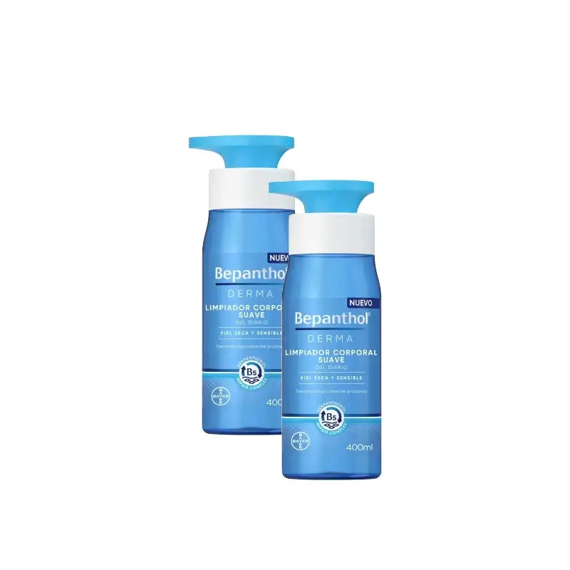 Bepanthol Derma Detergente delicato per il corpo, confezione da 2 x 400 ml