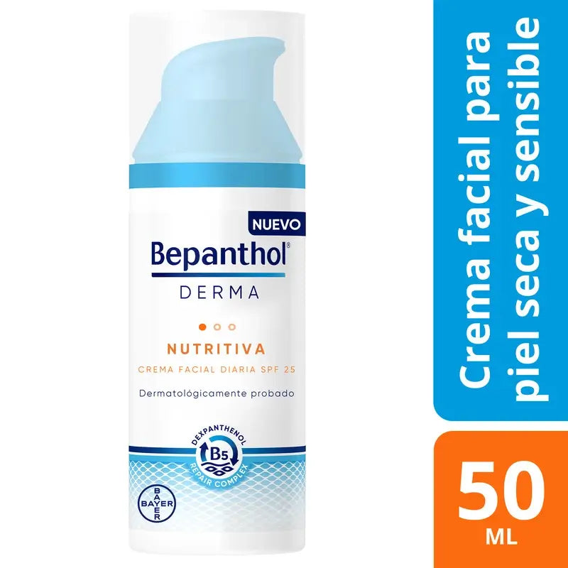 Bepanthol Derma Crema Viso Nutriente Quotidiana SPF25+, 50 ml