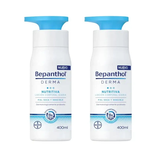 Bepanthol Derma Lozione quotidiana nutriente per il corpo, 2X400 Ml
