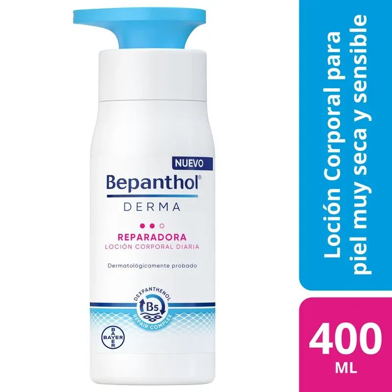 Bepanthol Derma Lozione riparatrice quotidiana per il corpo per pelli sensibili, 400 ml