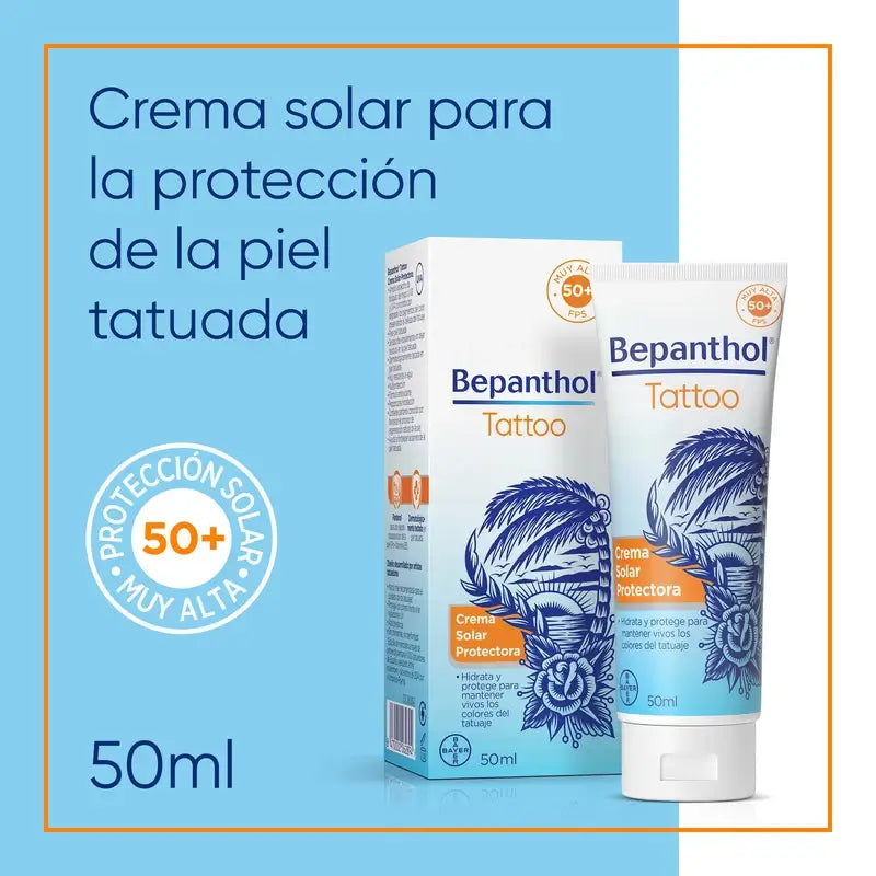 Protezione solare Bepanthol Tattoo SPF50, 50 ml