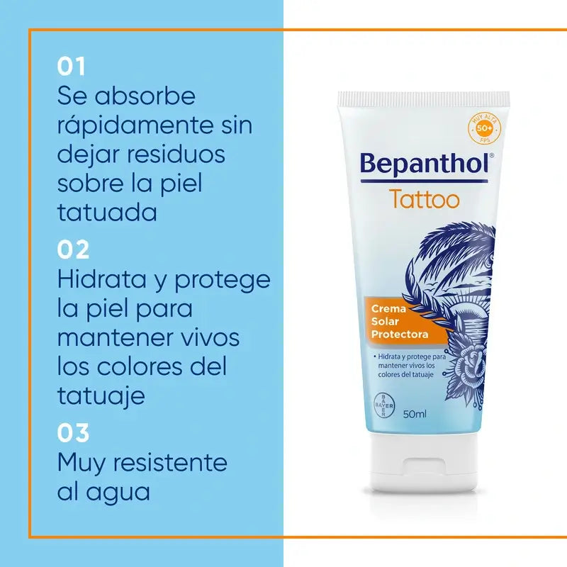 Protezione solare Bepanthol Tattoo SPF50, 50 ml