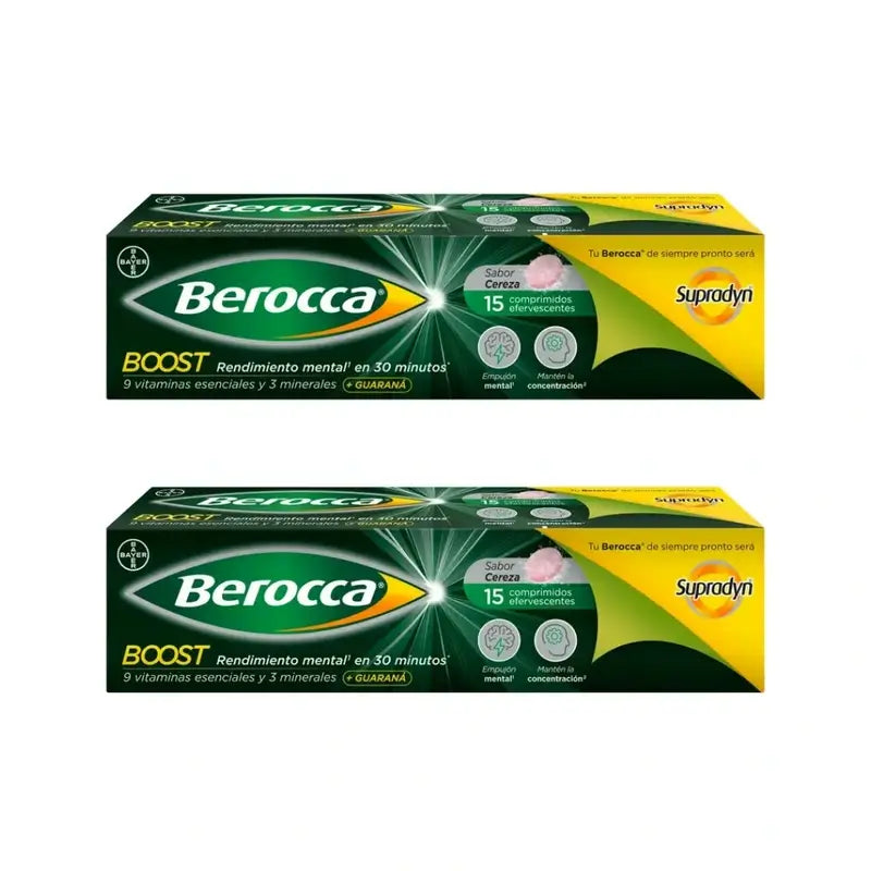 Berocca Boost Magnesio, Vitamine e Minerali con Guaranà, 2x15 Compresse Effervescenti