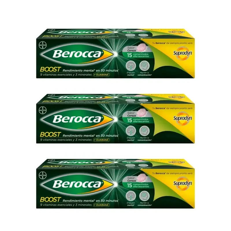 Berocca Boost Magnesio, Vitamine e Minerali con Guaranà 3x15 Compresse Effervescenti