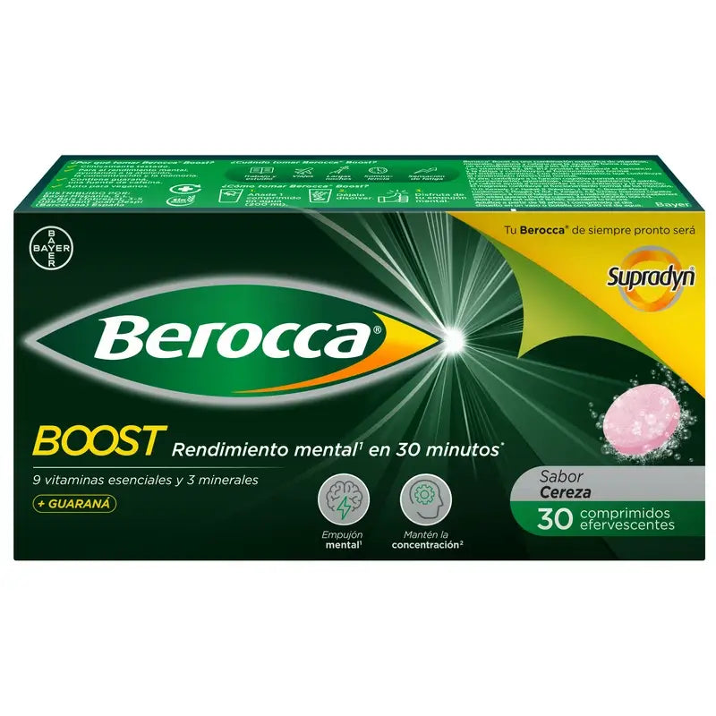Berocca Boost Magnesio, Vitamine e Minerali con Guaranà, 30 compresse effervescenti