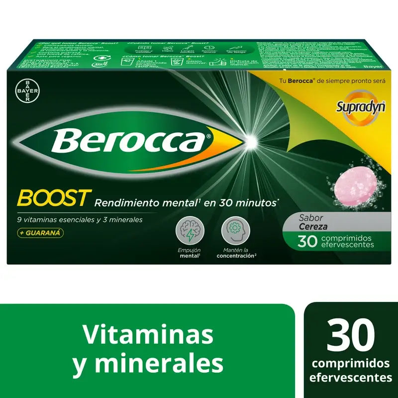 Berocca Boost Magnesio, Vitamine e Minerali con Guaranà, 30 compresse effervescenti