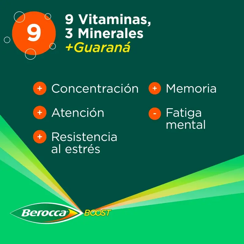 Berocca Boost Magnesio, Vitamine e Minerali con Guaranà, 30 compresse effervescenti