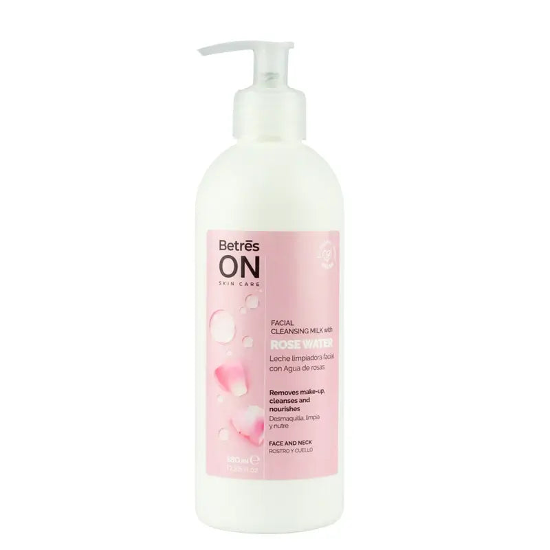 Betres On Latte detergente viso Acqua di rose, 380 ml