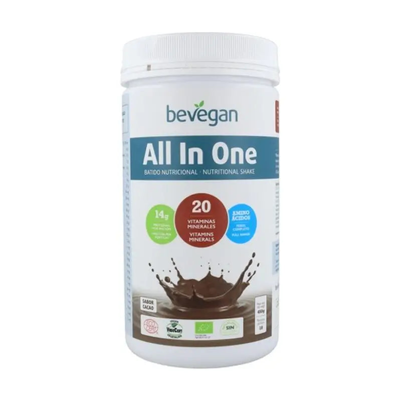 Bevegan Frullato Nutrizionale Tutto In Uno al Cacao 450Gr. Bio Sg Vegan