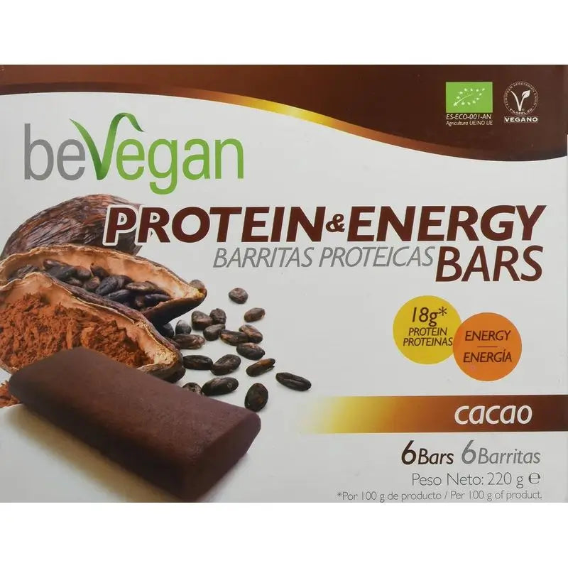 Barrette proteiche Bevegan-Energy Cacao 6 pz. Bio Sg Vegan