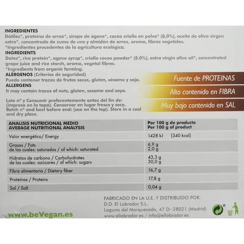 Barrette proteiche Bevegan-Energy Cacao 6 pz. Bio Sg Vegan