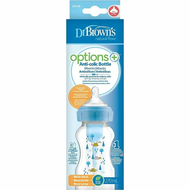 Options+ PP Bottiglia a bocca larga blu foresta, 270 ml