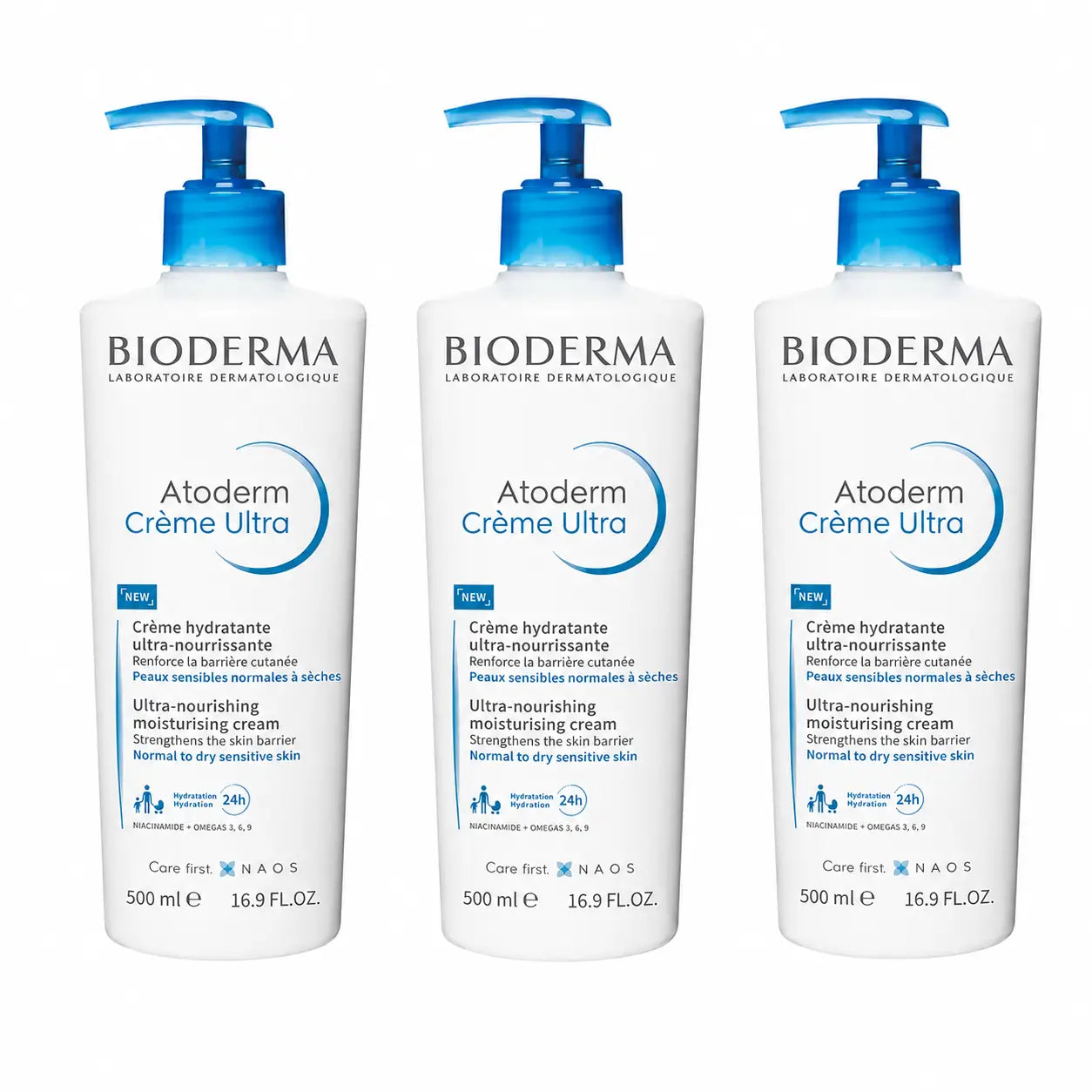 Bioderma Atoderm Crema ultra nutriente 500 ml, confezione da 3