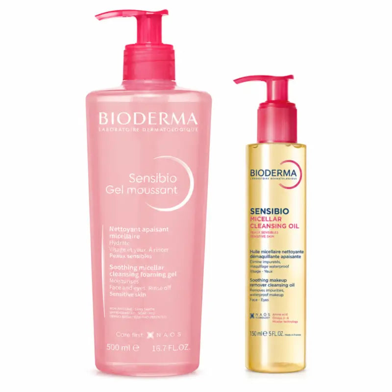 Bioderma Sensibio Kit: Olio micellare detergente 150 ml + Gel schiumogeno 500 ml