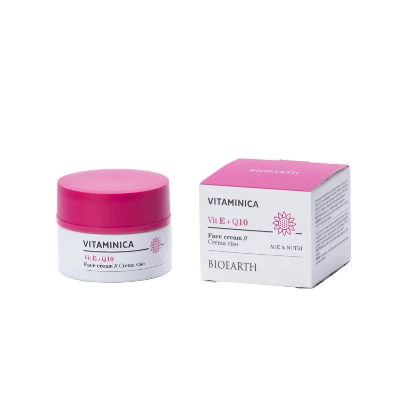 Crema viso Bioearth Vitamina E e Q10, 50 Ml