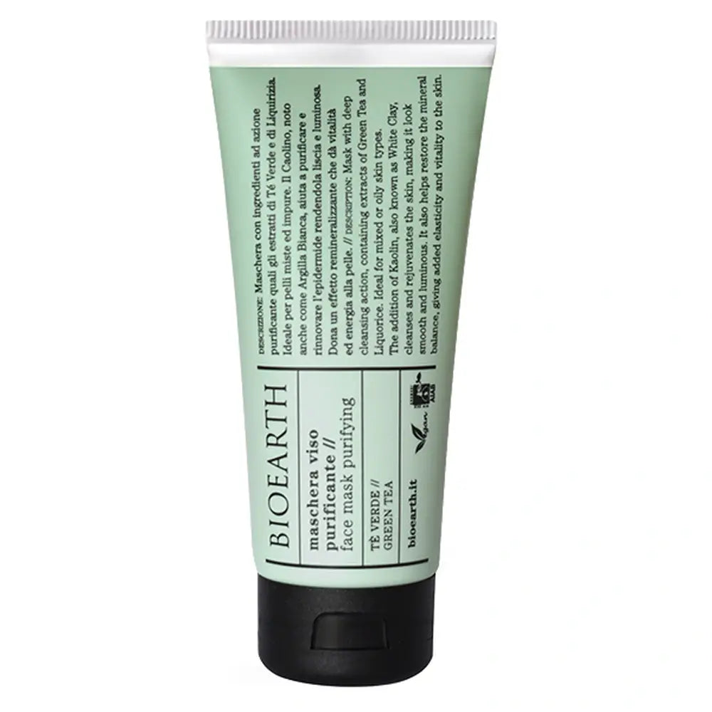 Bioearth Maschera viso in crema purificante al tè verde , 100 ml