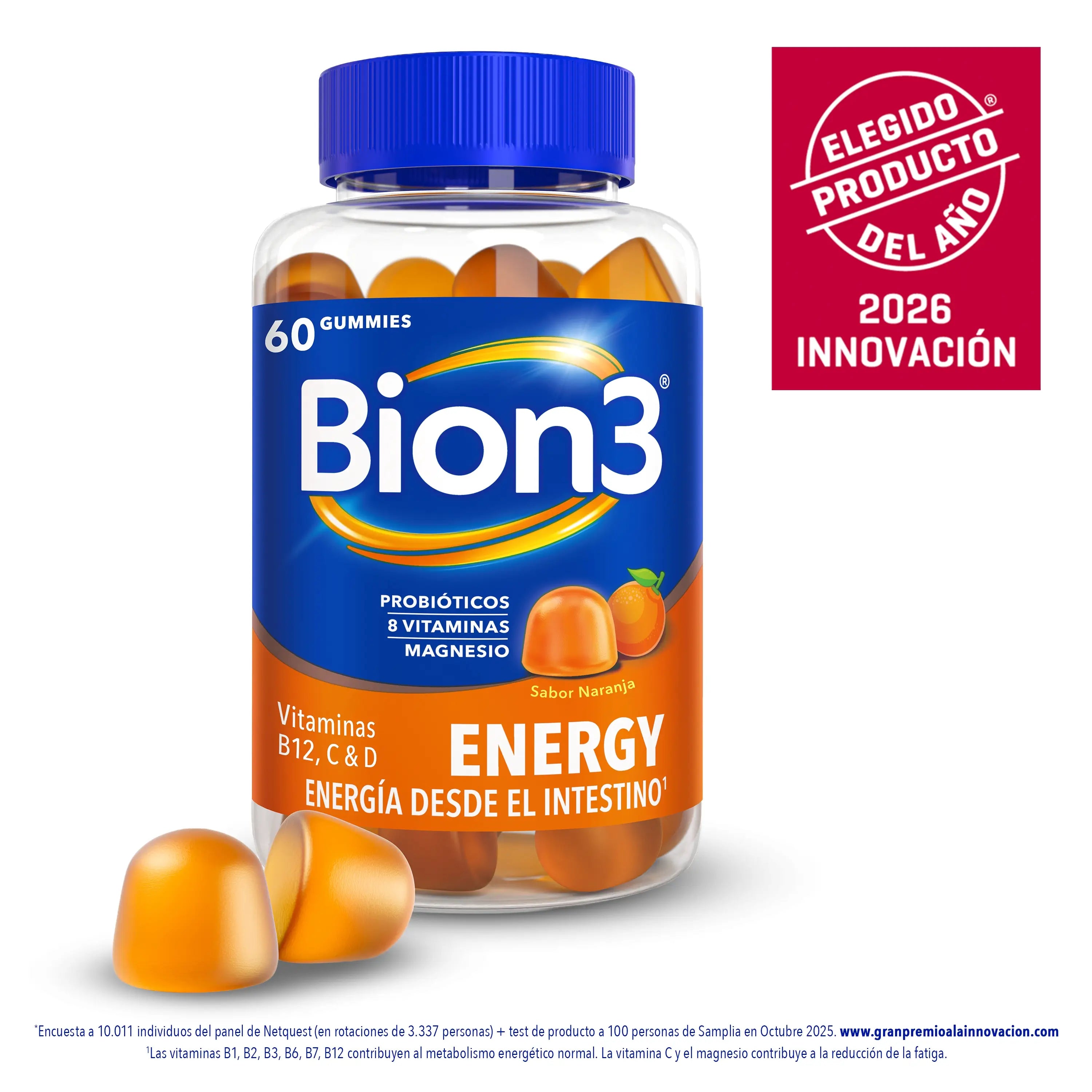 Bion3 Gummies Energia, Vitamine con Probiotici, Vitamina B12, Vitamina C, Vitamina D e Magnesio