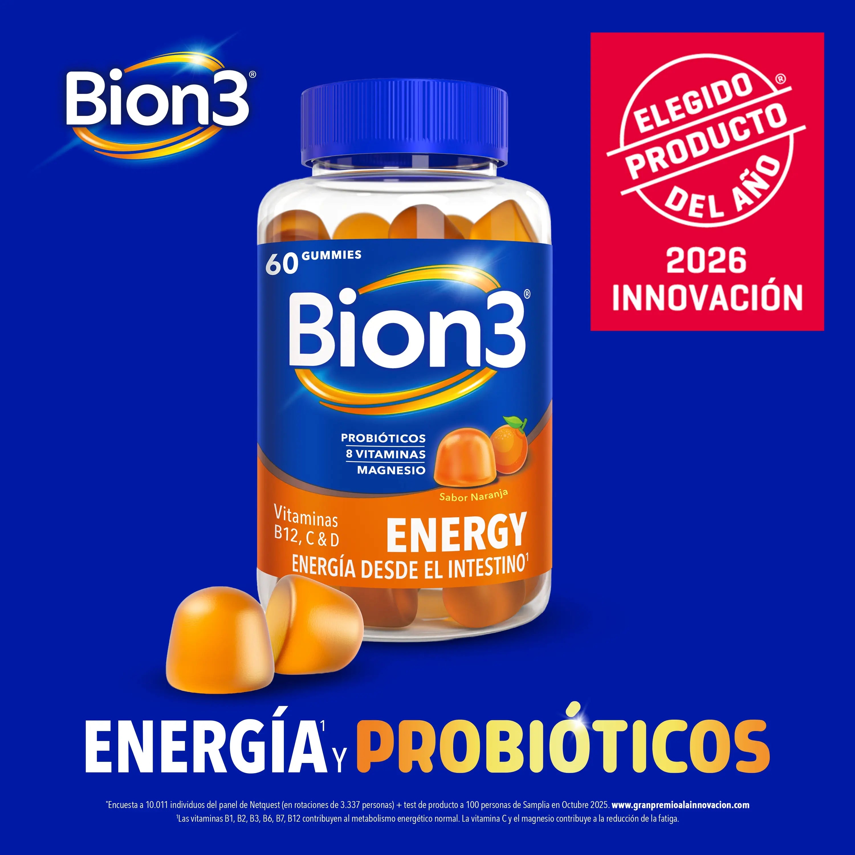Bion3 Gummies Energia, Vitamine con Probiotici, Vitamina B12, Vitamina C, Vitamina D e Magnesio