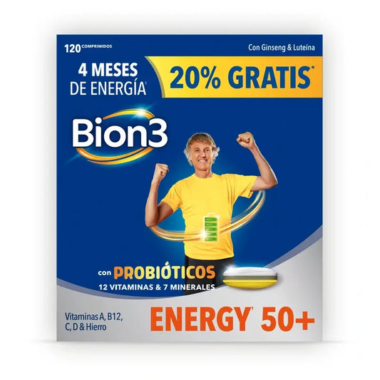 Bion3 Energy 50+ Multivitamine con probiotici, 120 compresse