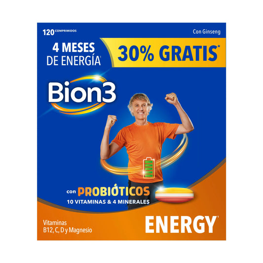 Compresse multivitaminiche Bion3 Energy con probiotici, vitamina B12, C e magnesio