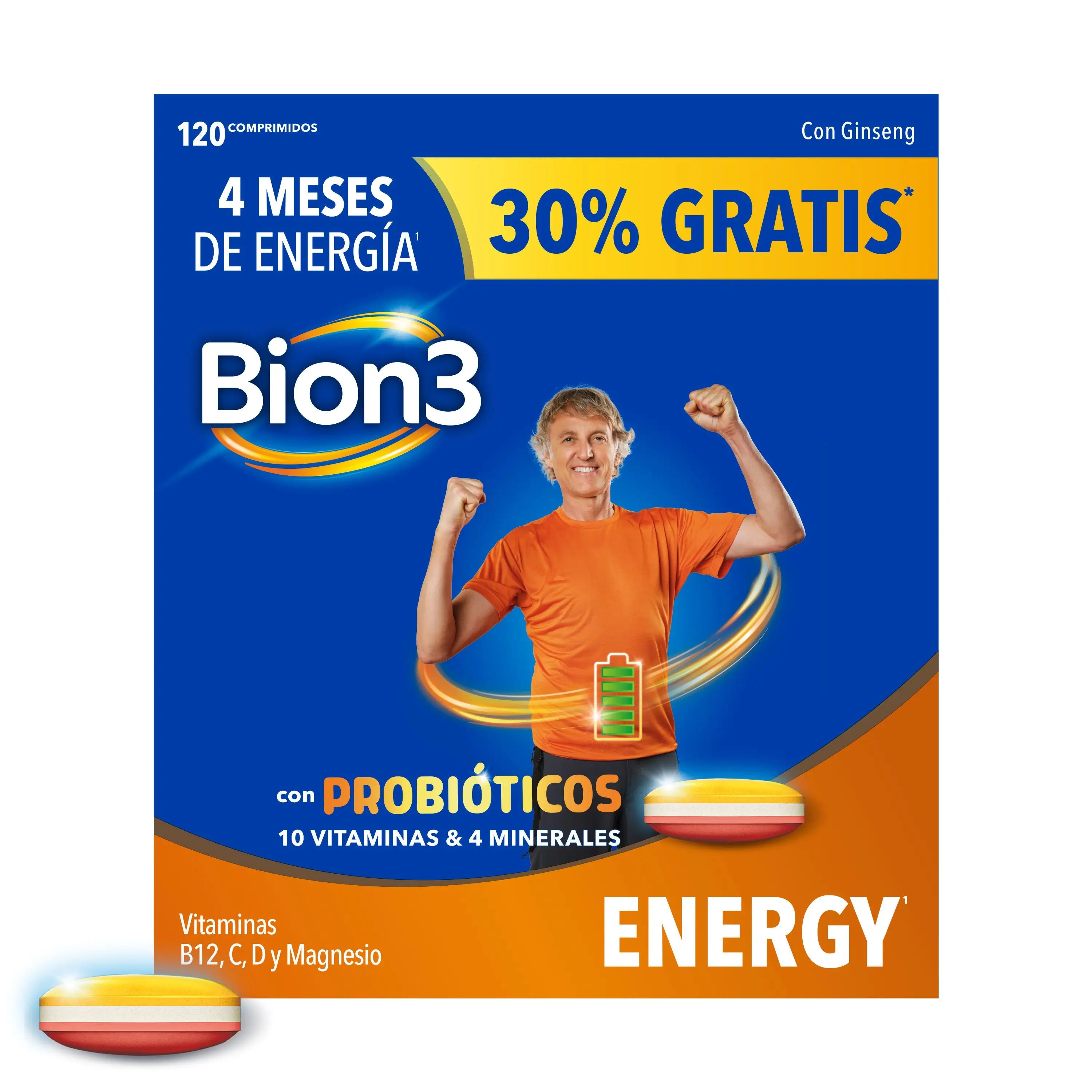 Compresse multivitaminiche Bion3 Energy con probiotici, vitamina B12, C e magnesio