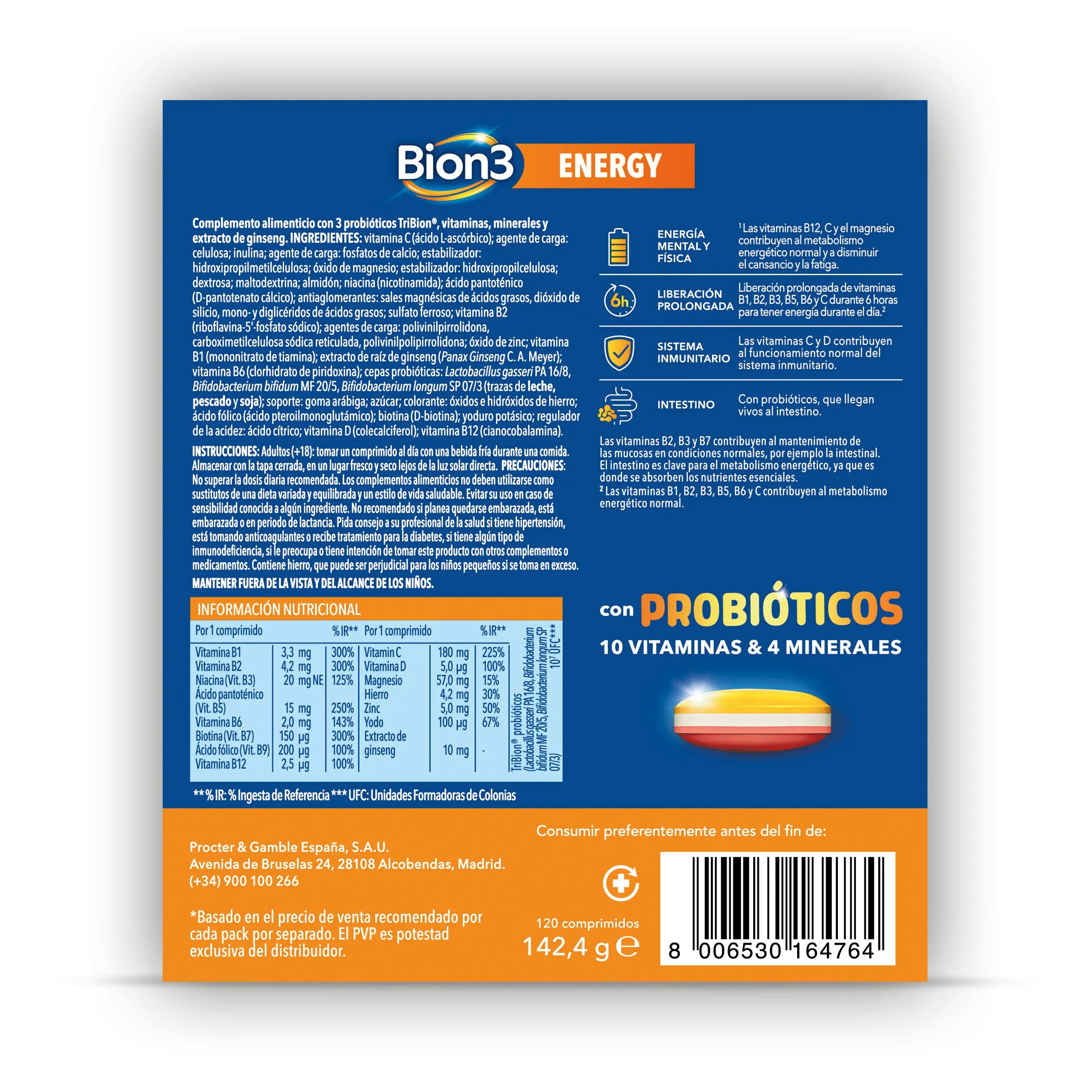 Compresse multivitaminiche Bion3 Energy con probiotici, vitamina B12, C e magnesio