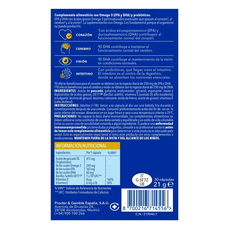 Bion3 Omega-3 con probiotici, 30 capsule