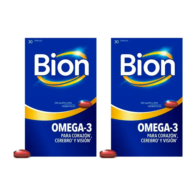 Bion3 Omega-3 con probiotici, confezione da 2 x 30 capsule