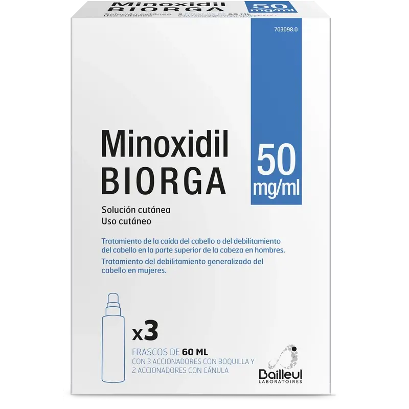 Biorga 50 Mg/ ml Minoxidil Soluzione Cutanea 3 Flaconi da 60 ml