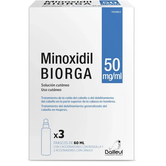 Biorga 50 Mg/ ml Minoxidil Soluzione Cutanea 3 Flaconi da 60 ml