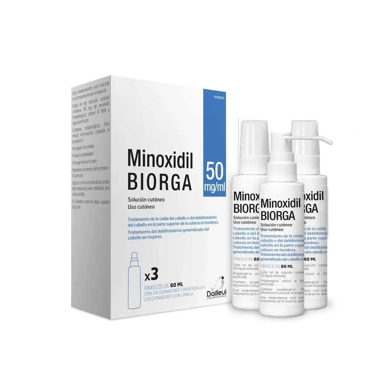 Biorga 50 Mg/ ml Minoxidil Soluzione Cutanea 3 Flaconi da 60 ml