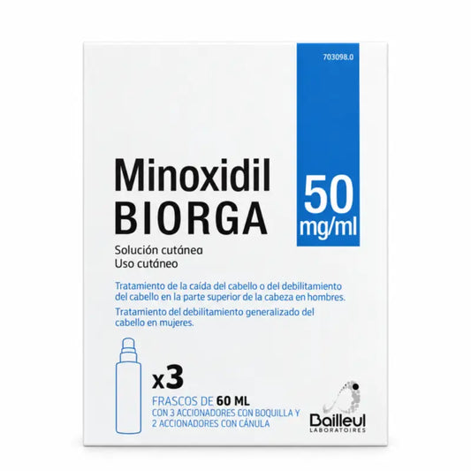Biorga 50 Mg/ ml Minoxidil Soluzione Cutanea 3 Flaconi da 60 ml