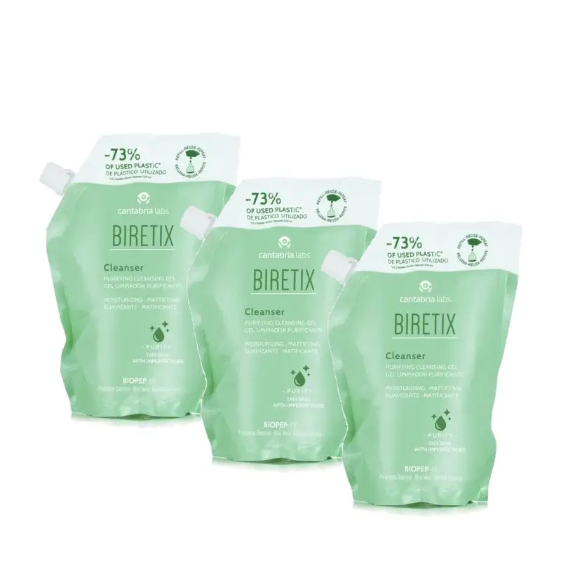 Biretix Gel Detergente Purificante Ricarica, Confezione da 3 x 400 ml
