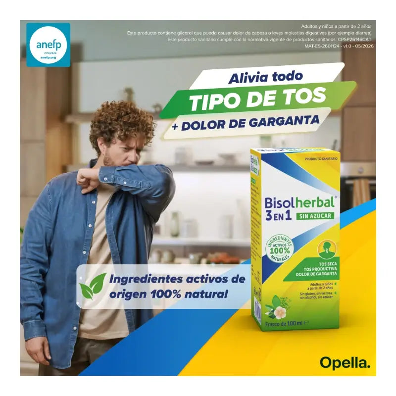 Bisolherbal 3 in 1 senza zucchero, sciroppo, flacone da 100 ml
