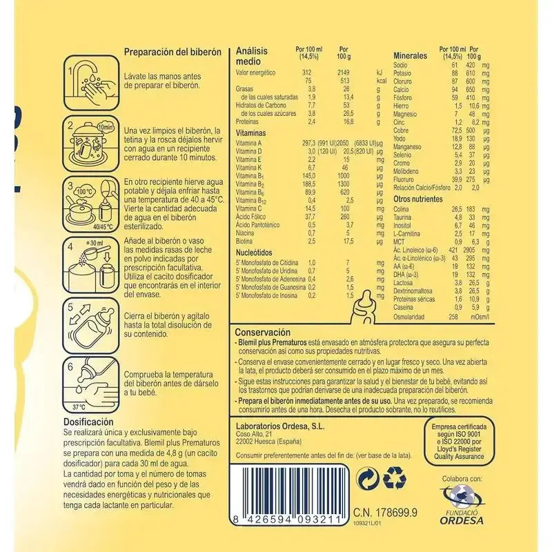 Blemil Plus Neonati Prematuri, Confezione 3 x 400 g